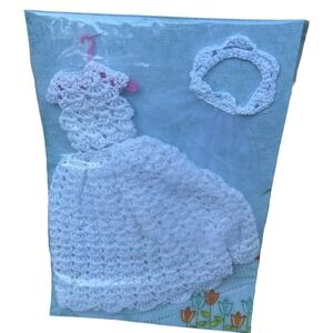 Collector Barbie Doll Outfit Handmade Crocheted Wedding Dress White Cottage Core